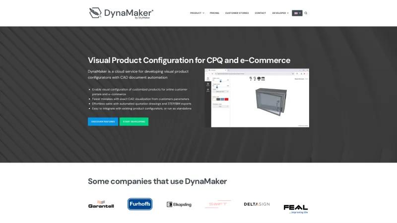 Homepage of DynaMaker