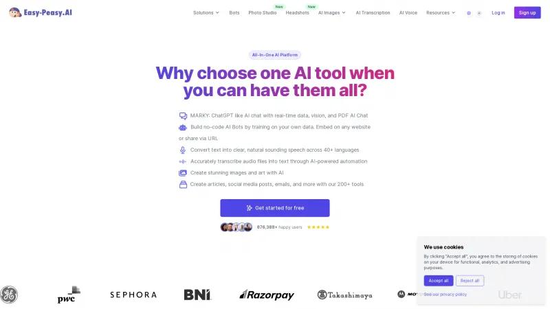 Homepage of Easy-Peasy.AI