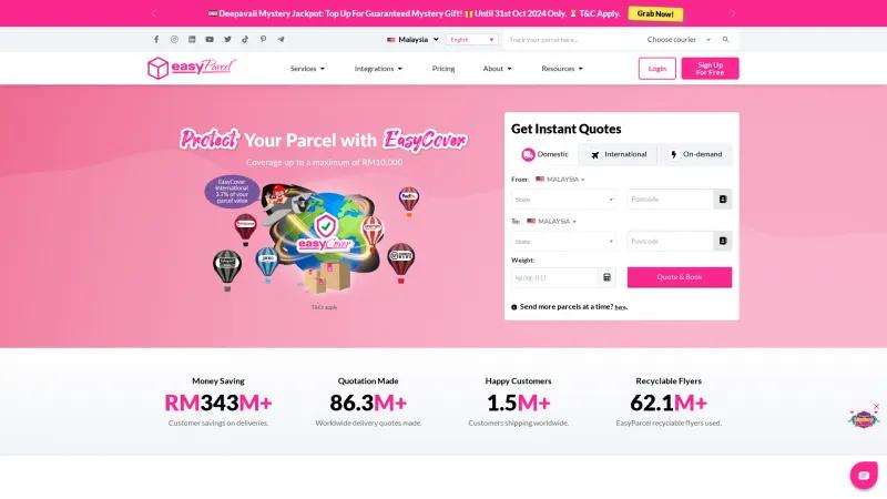 Homepage of EasyParcel