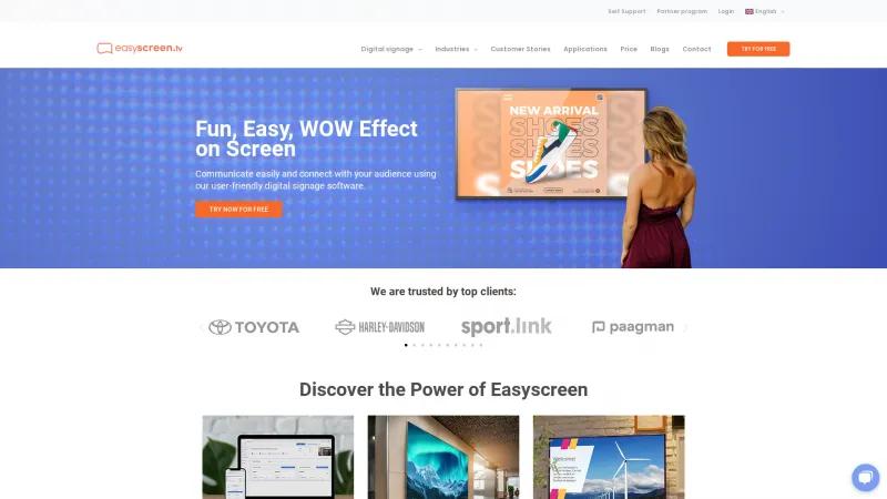 Homepage of Easyscreen