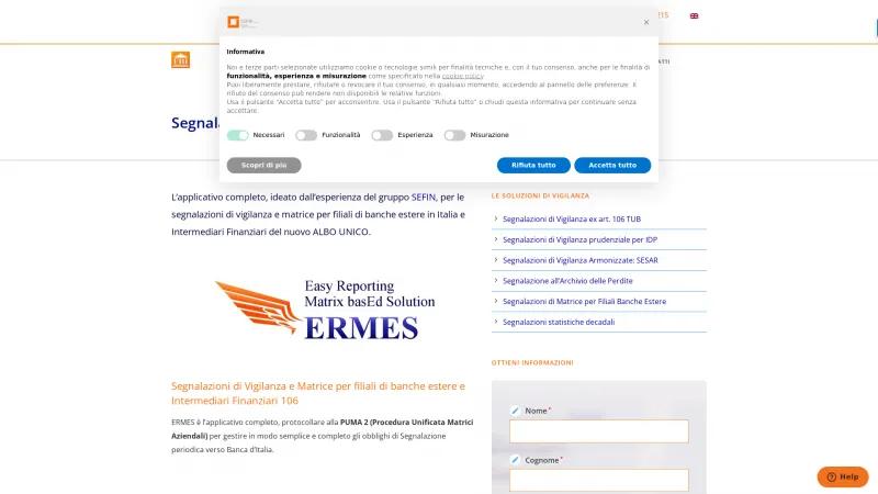 Homepage of ERMES: Easy Reporting Matrix basEd Solution