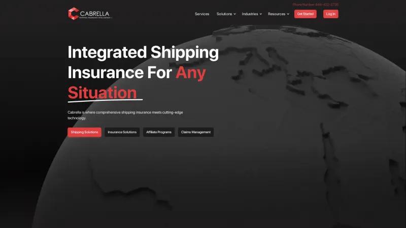 Homepage of Cabrella Shipping Insurance