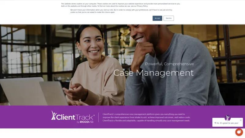 Homepage of ClientTrack