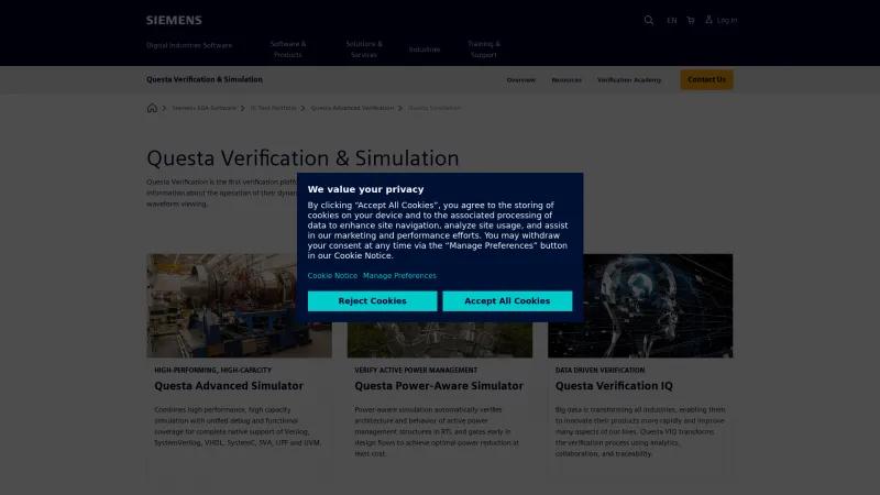 Homepage of Questa Verification