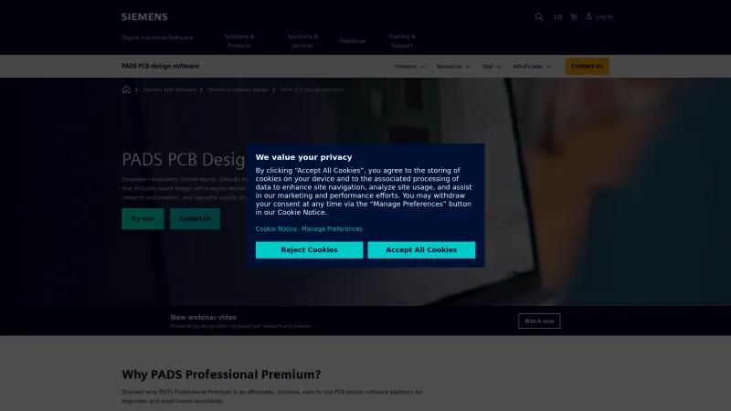 Homepage of PADS Professional