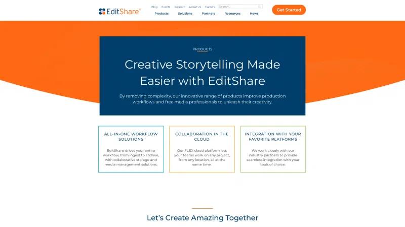 Homepage of EditShare