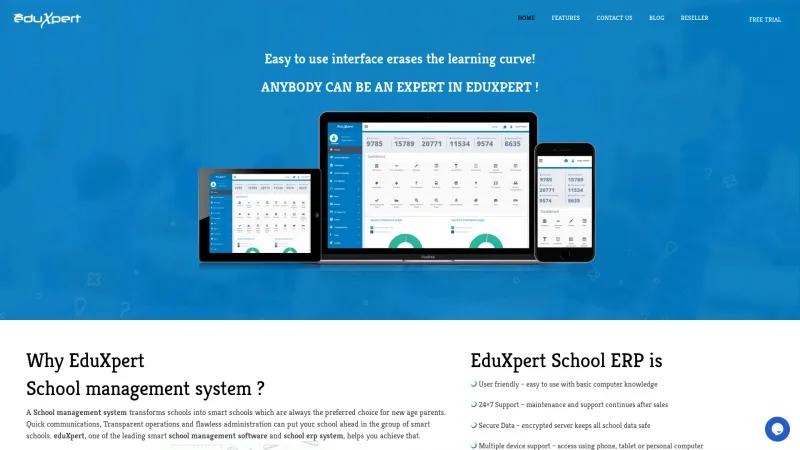 Homepage of EduXpert School ERP