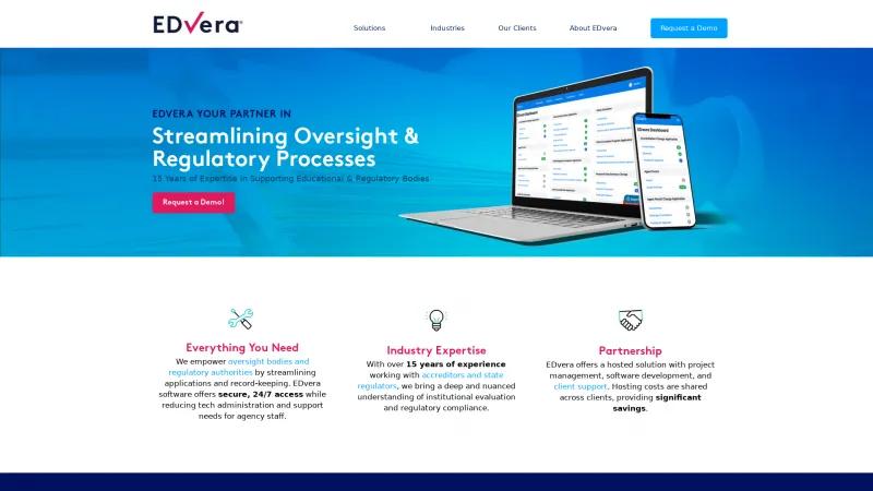 Homepage of EDvera