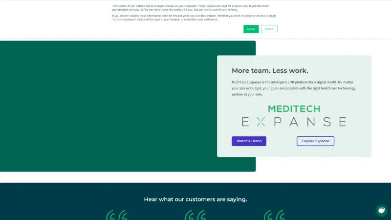 Homepage of MEDITECH Expanse