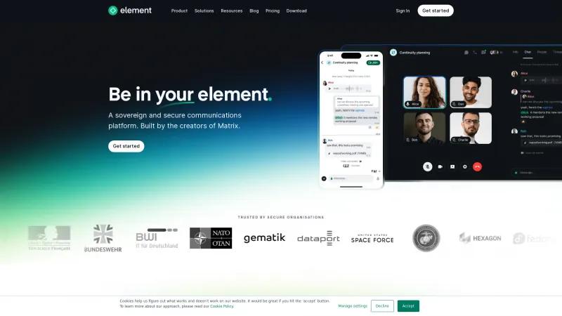 Homepage of Element