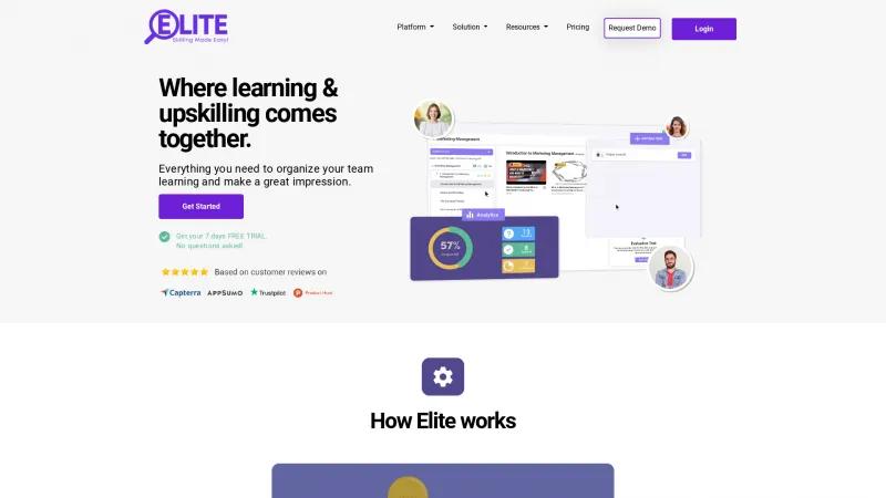 Homepage of Elite Learning