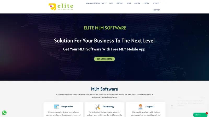 Homepage of Elite MLM