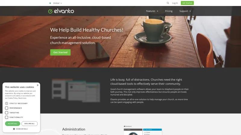 Homepage of Elvanto