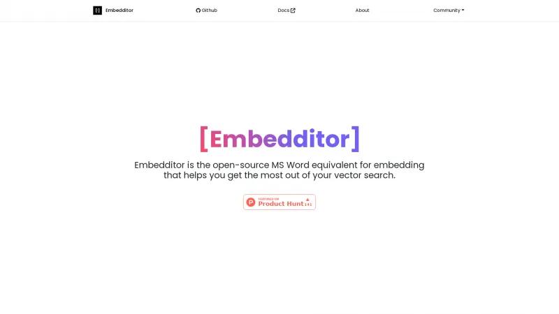 Homepage of Embedditor