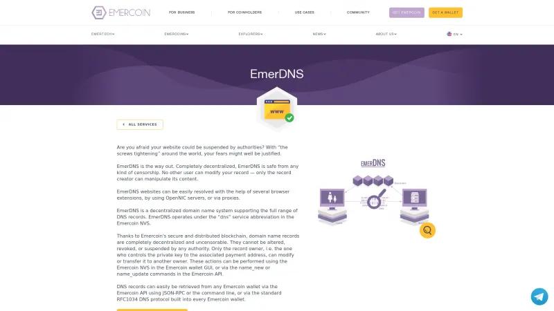 Homepage of EmerDNS