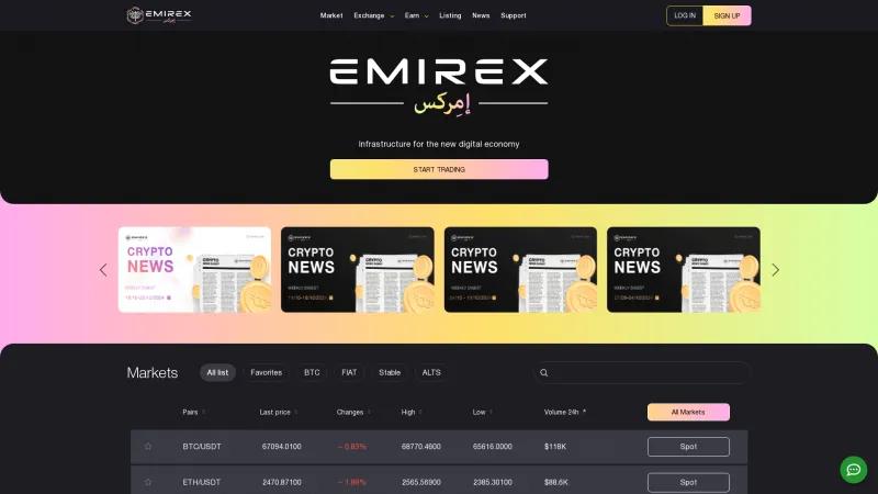 Homepage of Emirex