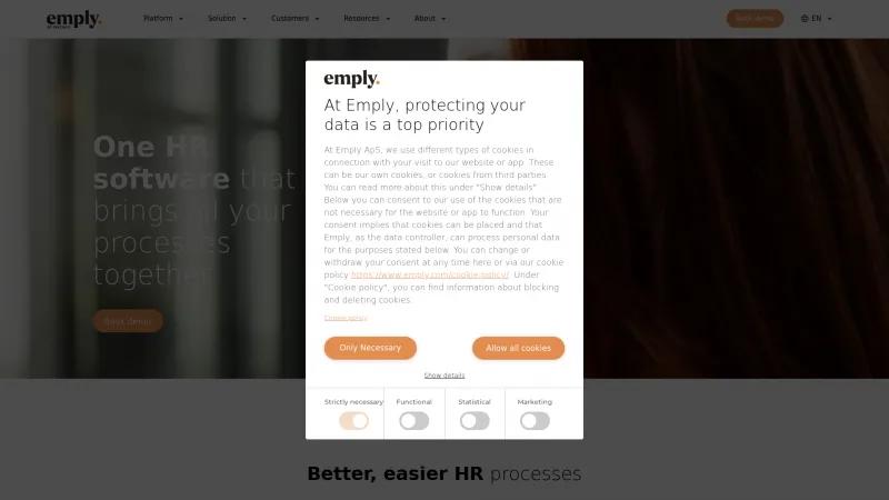 Homepage of Emply Hire