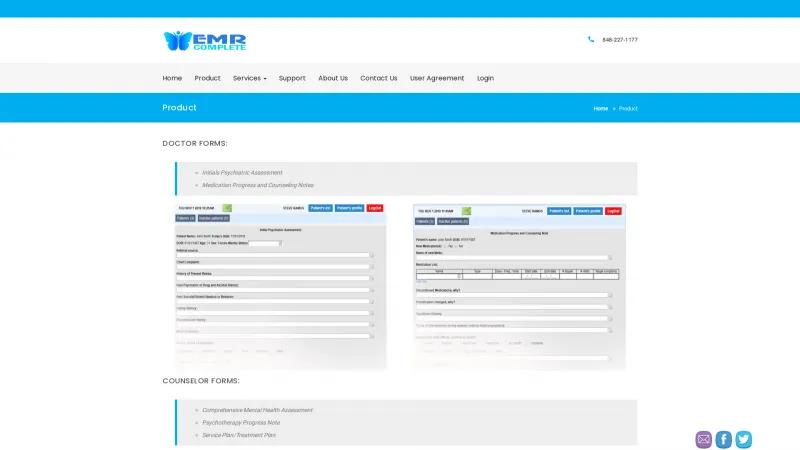 Homepage of EMR Complete