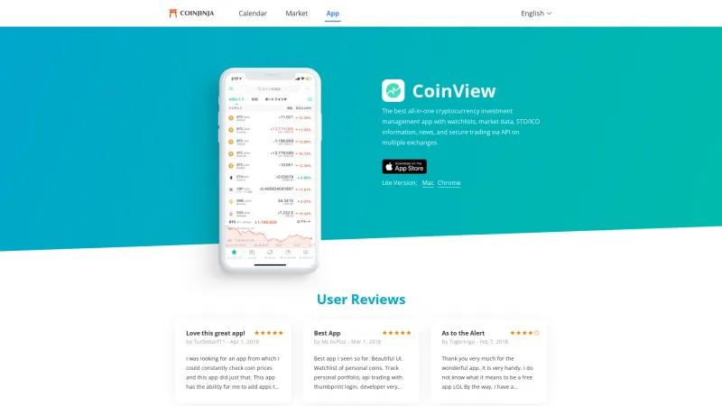 Homepage of CoinView