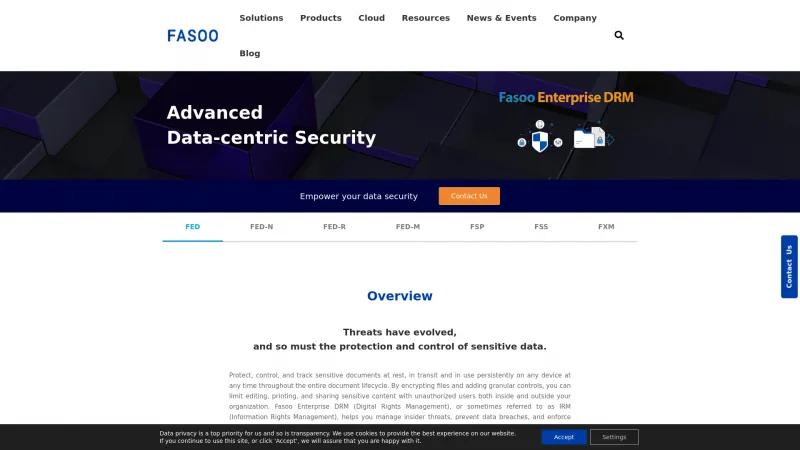 Homepage of Fasoo Enterprise DRM