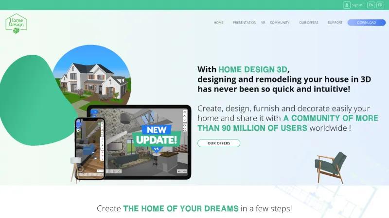 Homepage of Home Design 3D