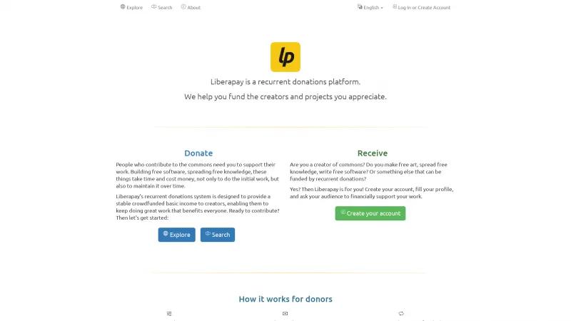 Homepage of Liberapay