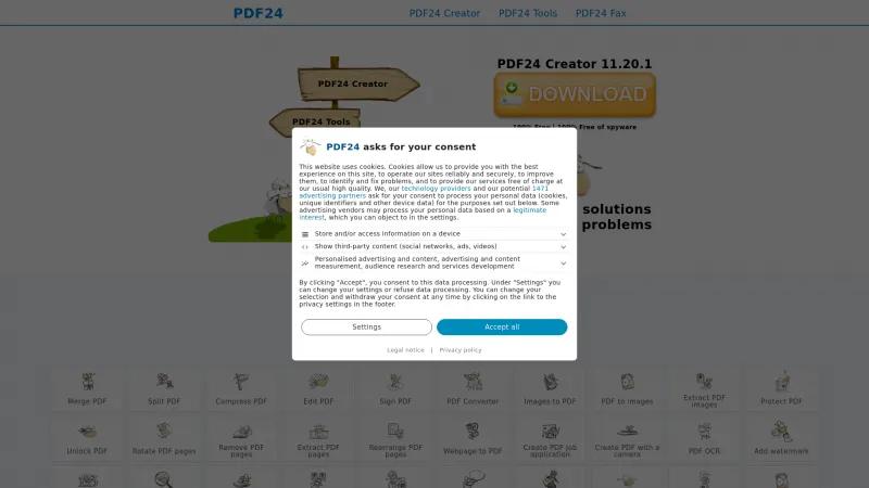 Homepage of PDF24