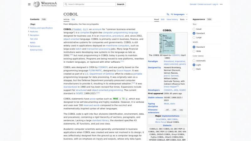 Homepage of COBOL