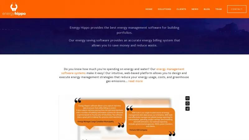 Homepage of Energy Hippo EEM Suite