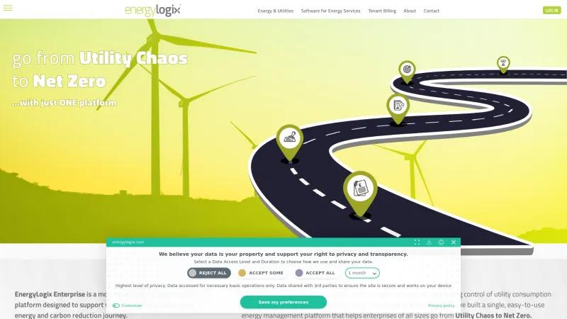 Homepage of EnergyLogix Enterprise