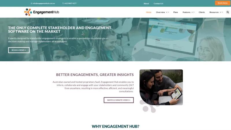 Homepage of Engagement Hub