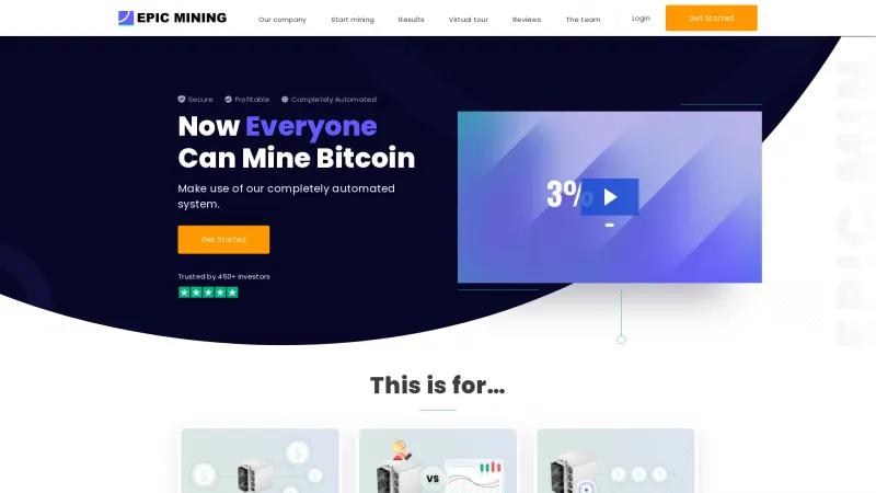 Homepage of Epic Mining