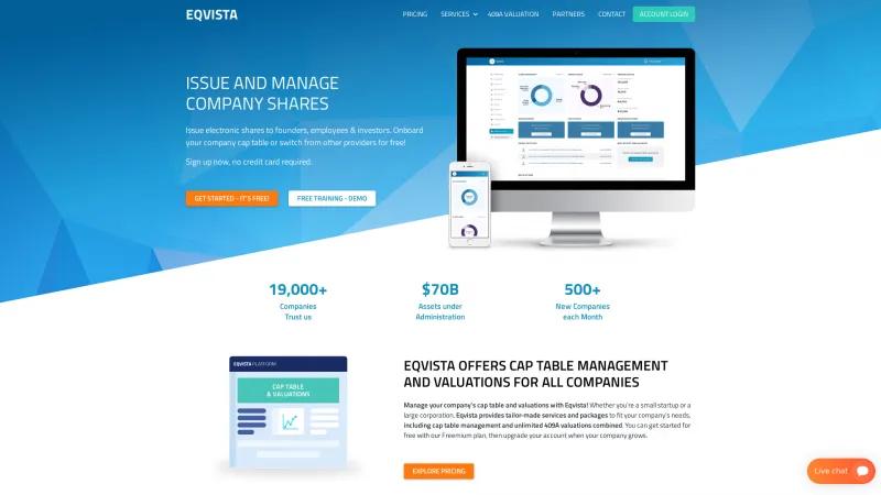 Homepage of Eqvista