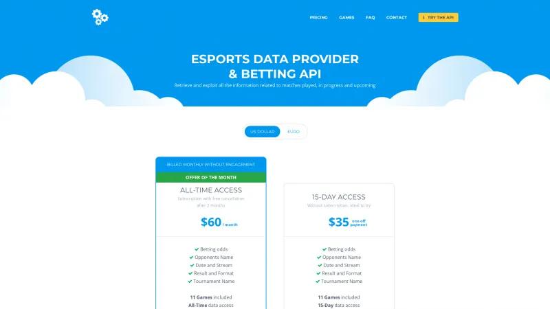 Homepage of Esport API