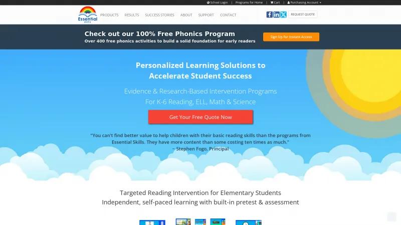 Homepage of Essential Skills