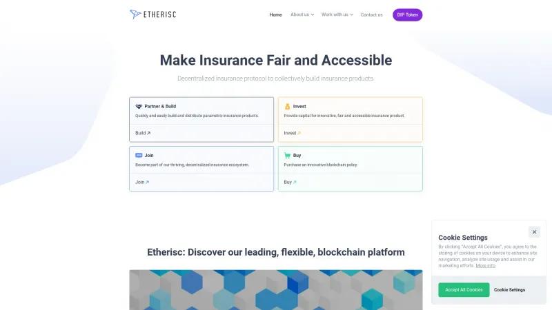 Homepage of Etherisc