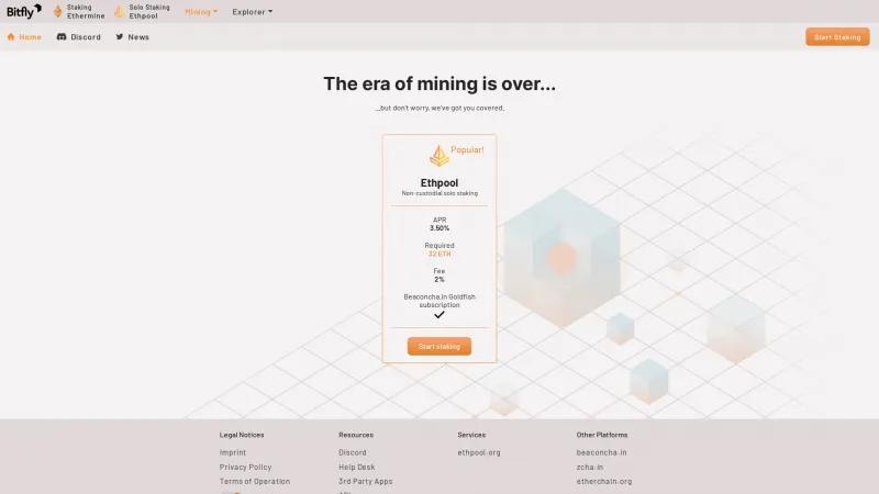 Homepage of Ethermine