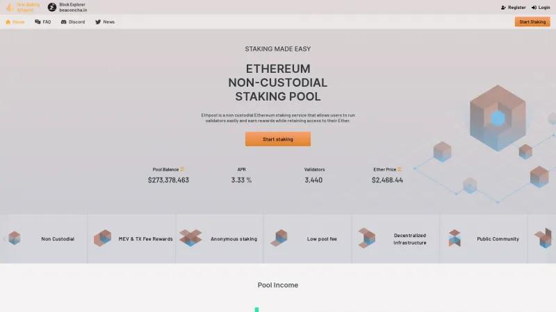 Homepage of Ethpool