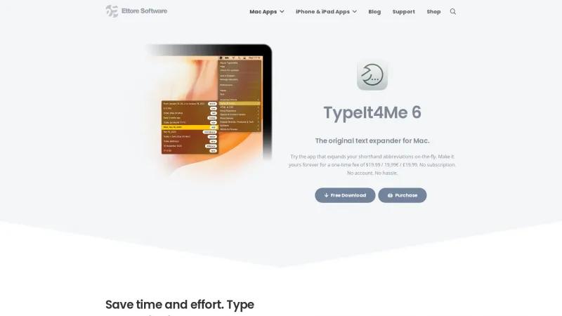 Homepage of TypeIt4Me