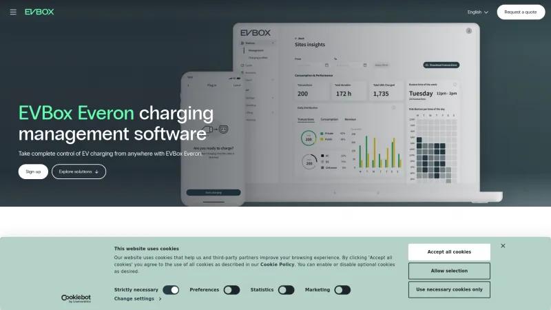 Homepage of EVBox