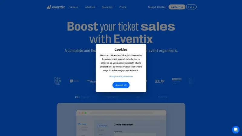 Homepage of Eventix