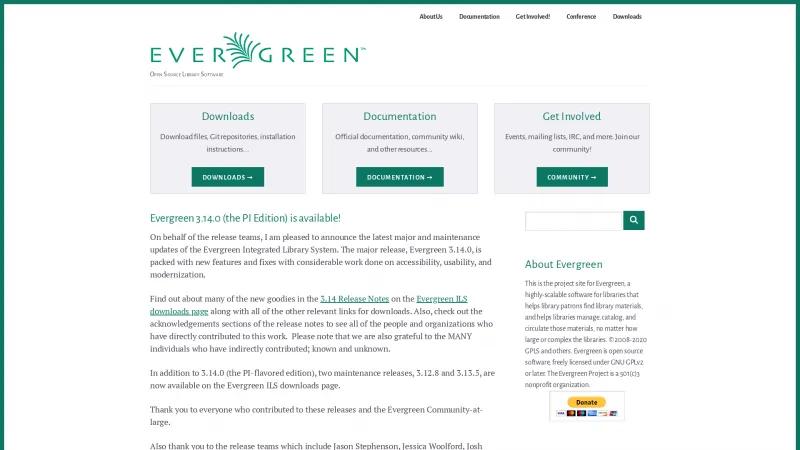 Homepage of Evergreen ILS