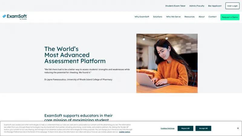 Homepage of ExamSoft