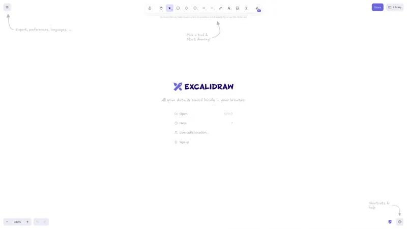 Homepage of Excalidraw