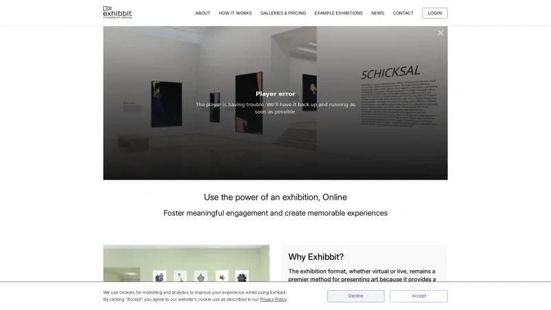 Homepage of Exhibbit