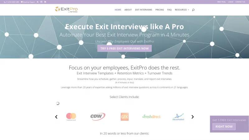 Homepage of ExitPro