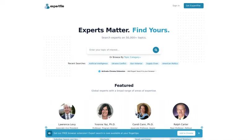 Homepage of ExpertFile