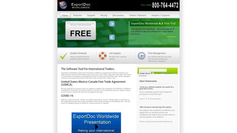 Homepage of ExportDoc Worldwide