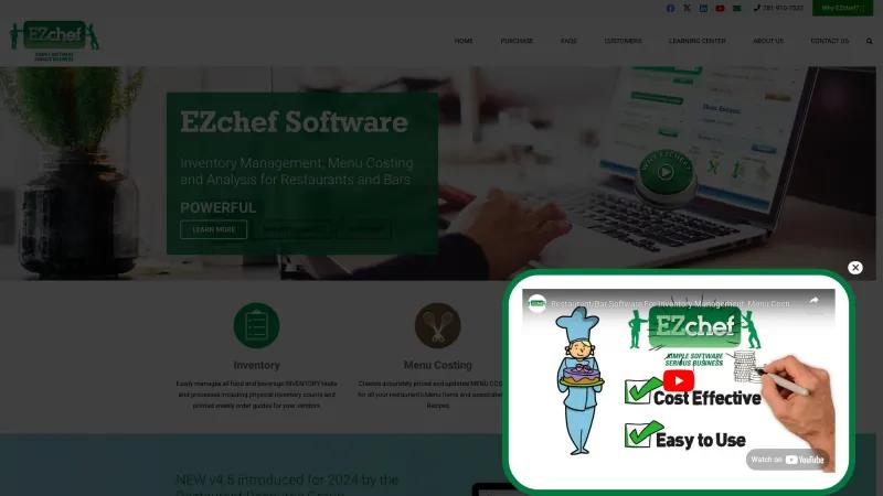 Homepage of EZchef