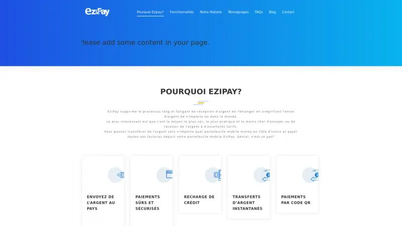 Homepage of EziPay